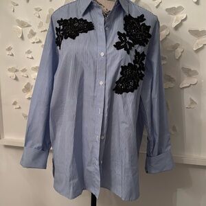 Women casual shirt with beaded flowers details